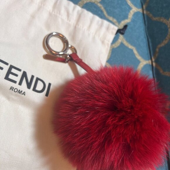 Fendi Bag Charm for Woman Key Holder Fox Fur X Leather - new - Picture 3 of 4